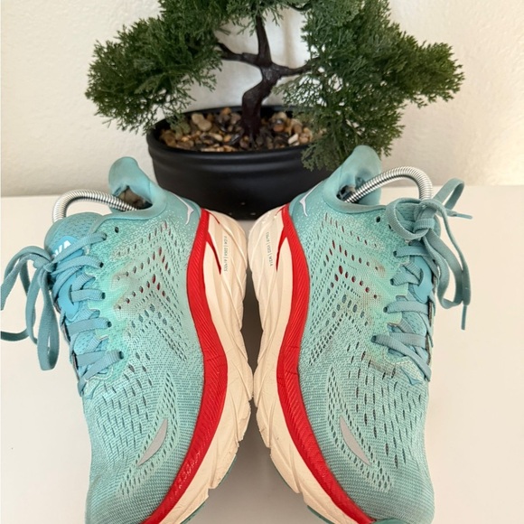 Hoka Women's Teal and Red Athletic Shoes - Picture 3 of 5